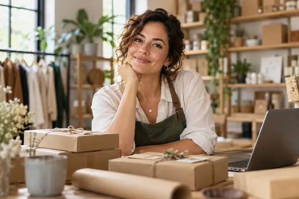 Retrato de Lena, propietaria de una pequeña empresa